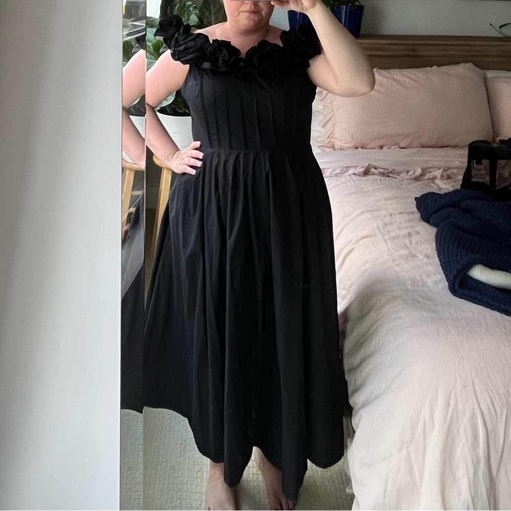 Black cotton off the shoulder dress